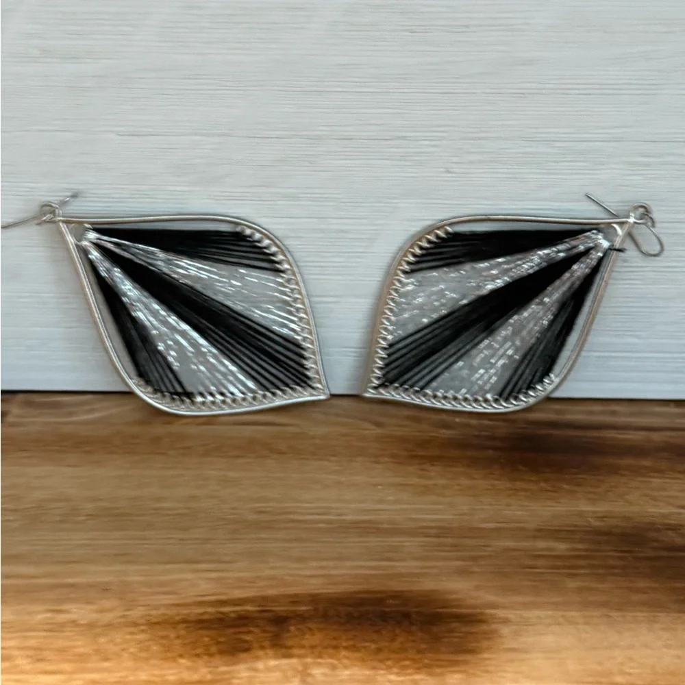 Elegant Silver and Black Teardrop Earrings